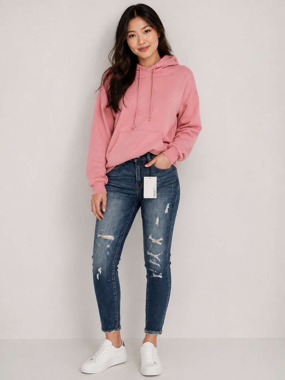 VERVET Haylie Women's Distressed Ankle Jeans - Dark Blue